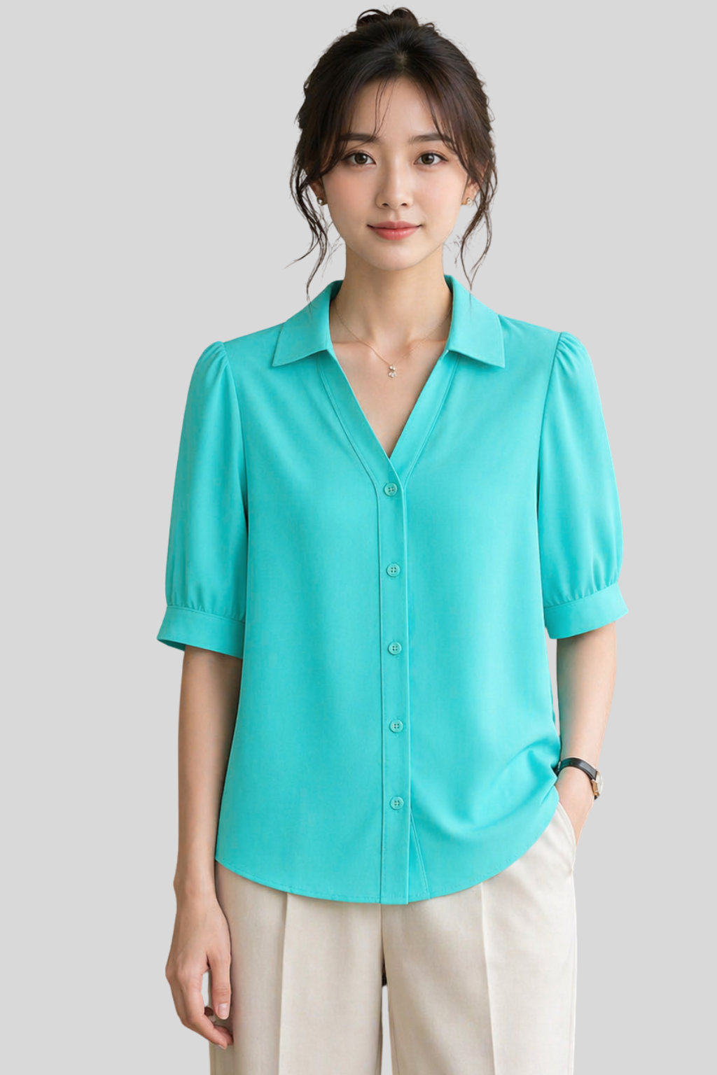 Áo Sơ Mi Nữ Tay Ngắn